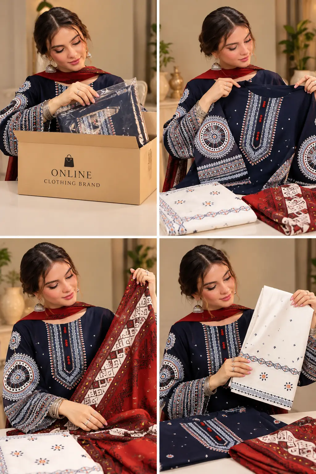 3 Pcs Women's Unstitched Embroidered Suit