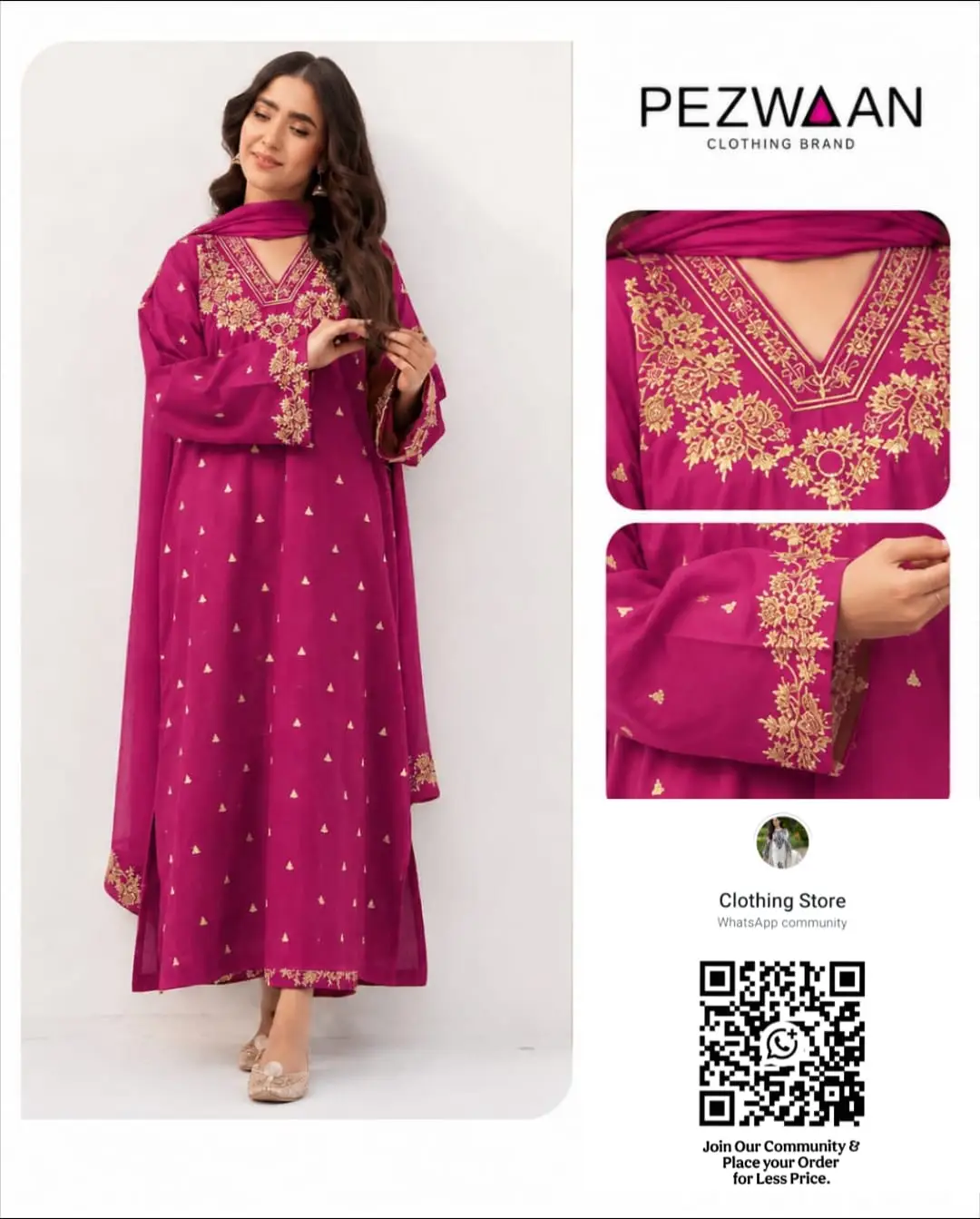 3 Pcs Women's Unstitched Embroidered Suit