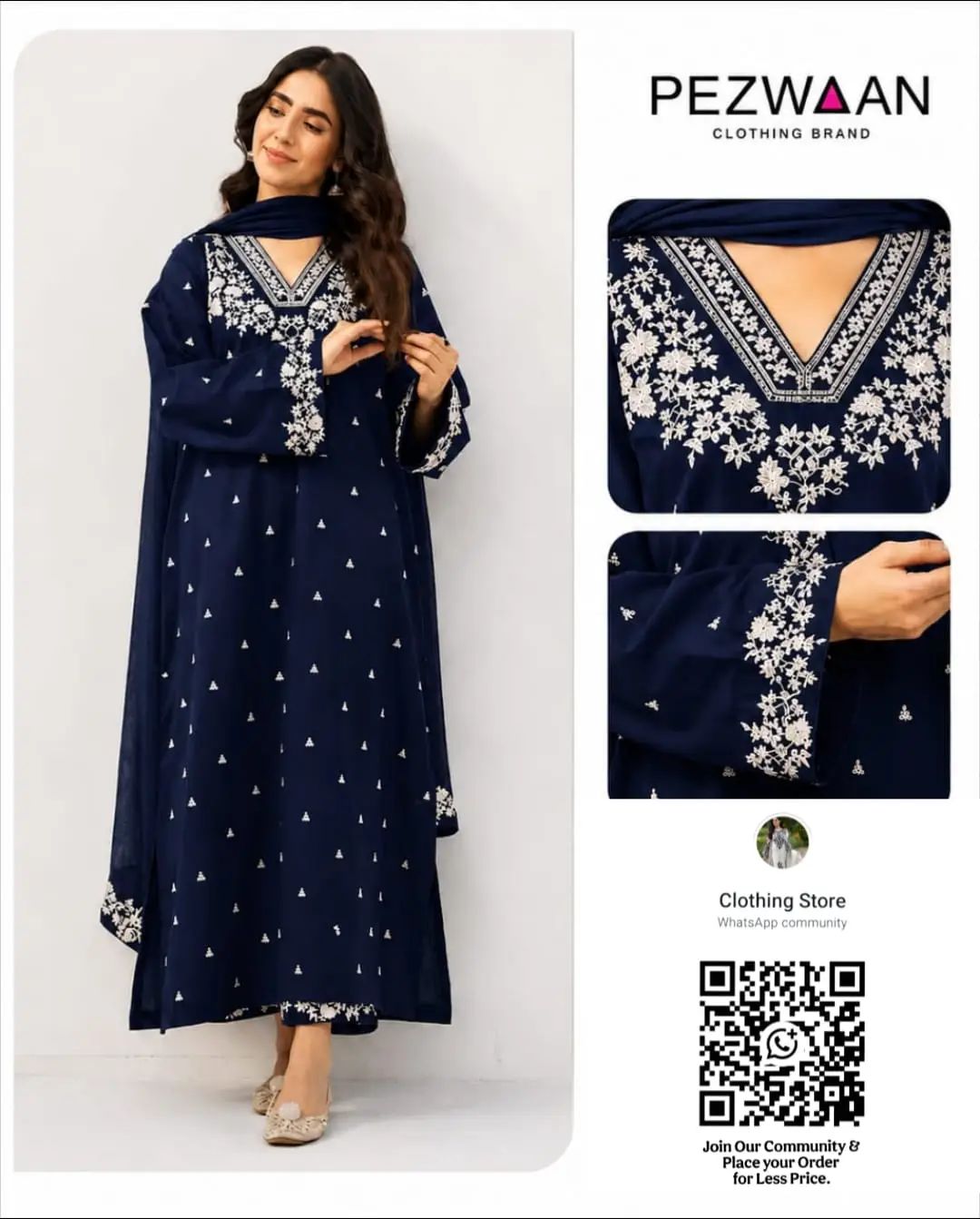 3 Pcs Women's Unstitched Embroidered Suit