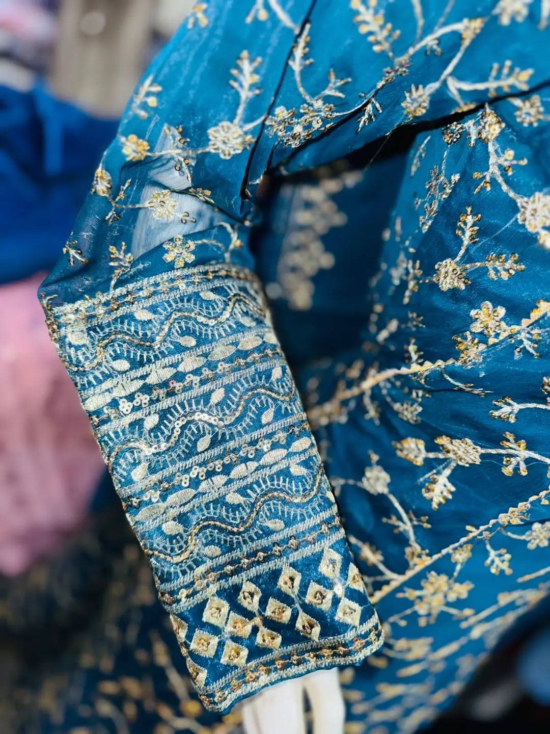3 Pcs Women's Stitched Chiffon Hand Embroidered Suit
