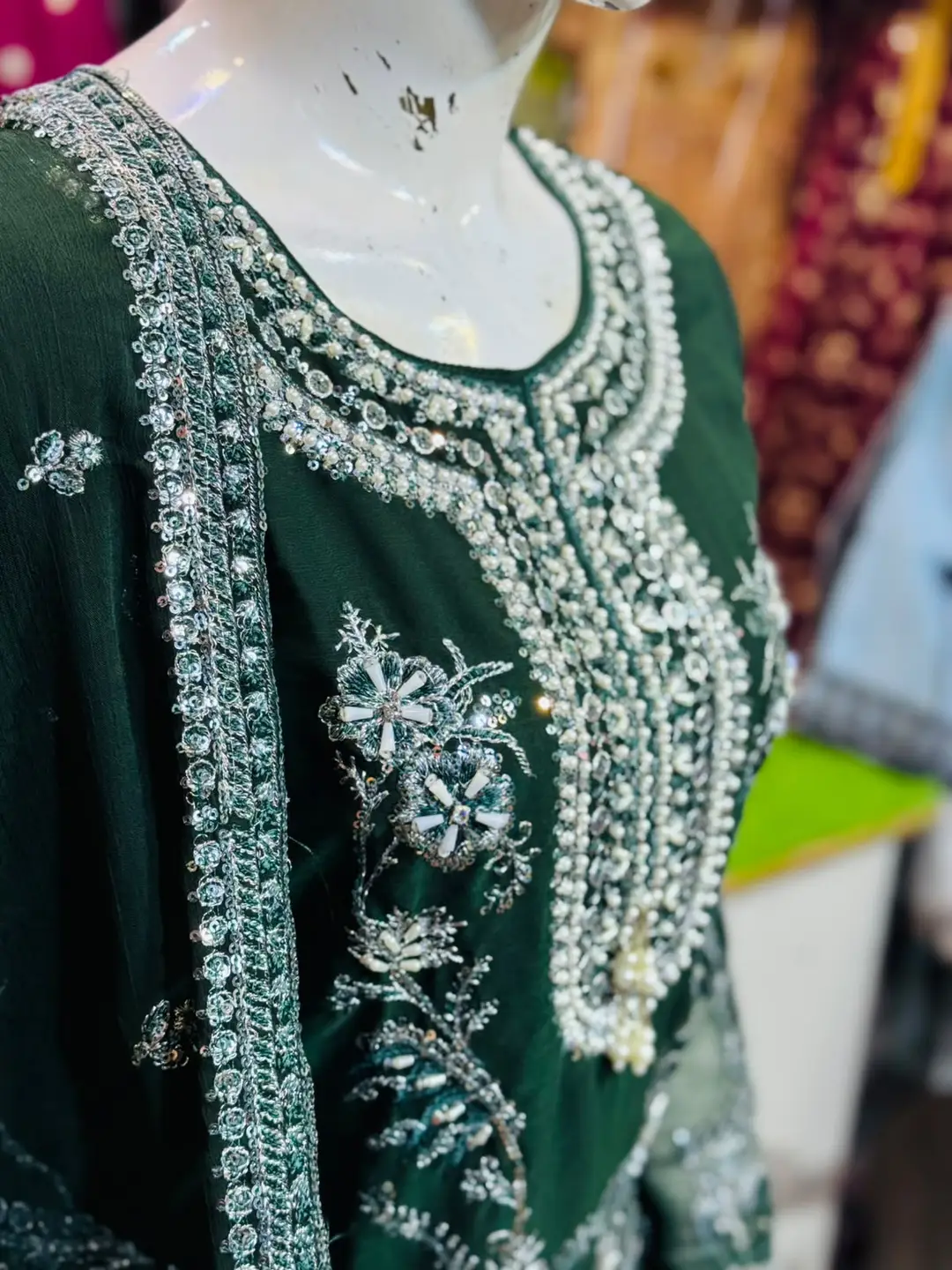 3 Pcs Women's Stitched Chiffon Hand Work Suit