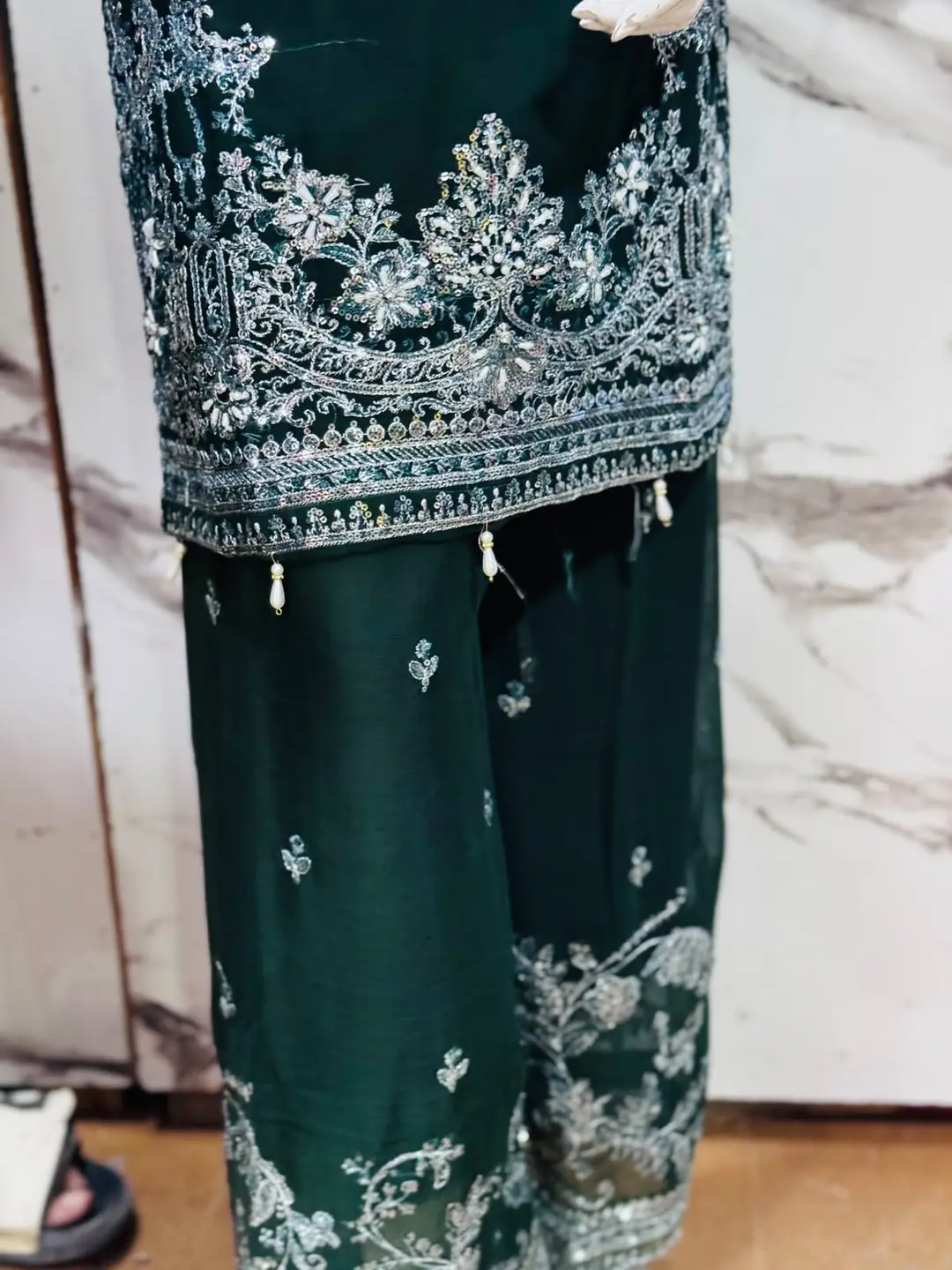 3 Pcs Women's Stitched Chiffon Hand Work Suit
