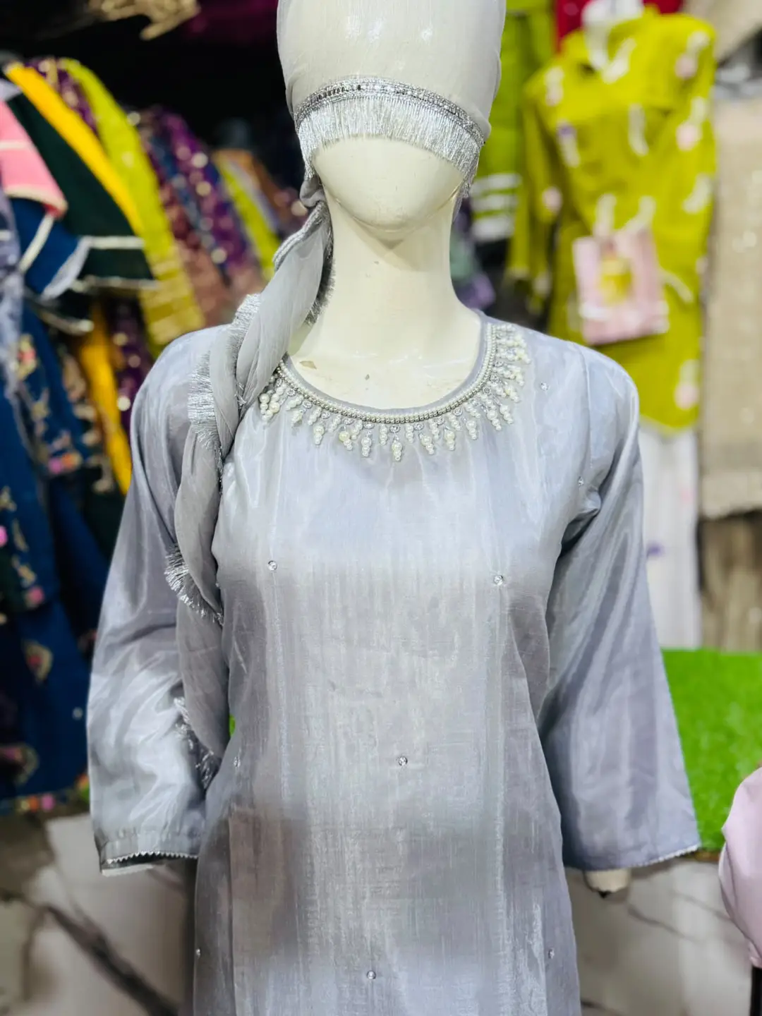 3 Pcs Women's Stitched Silk Hand Work Suit
