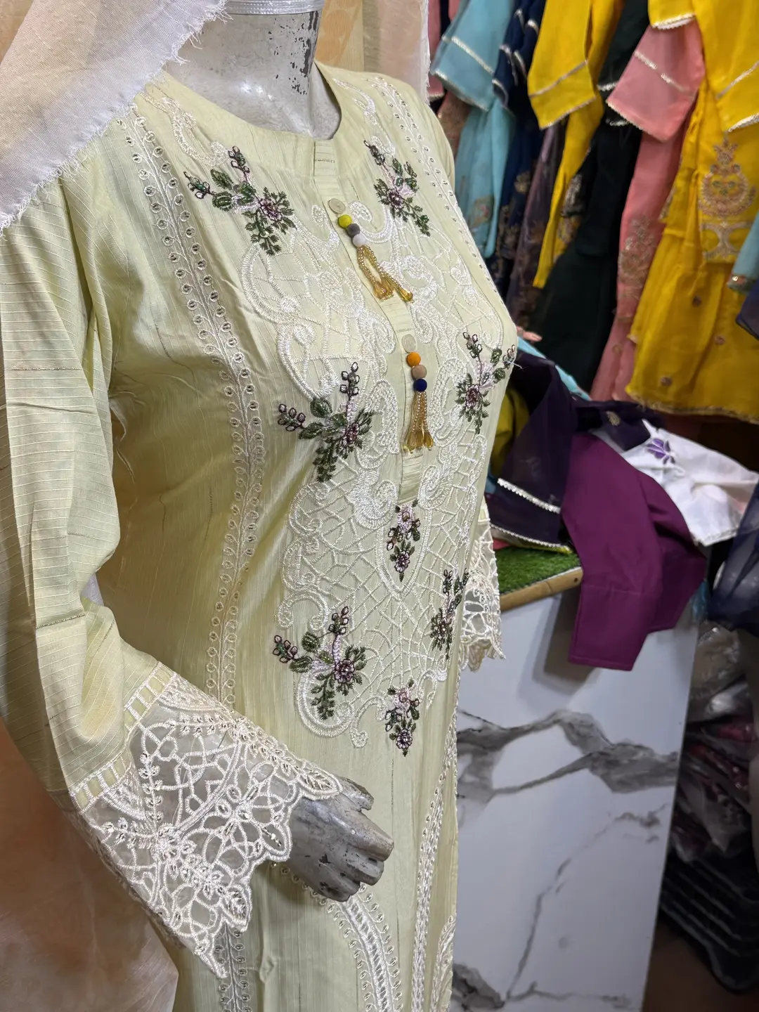 3 Pcs Women's Stitched Cotton Embroidered Suit