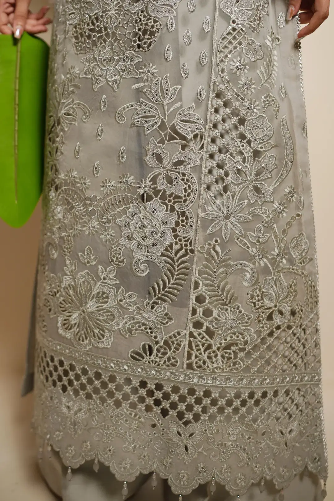 3 Pcs Women's Unstitched Sequins Embroidered Suit