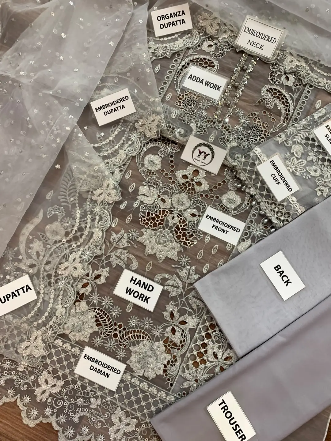 3 Pcs Women's Unstitched Sequins Embroidered Suit