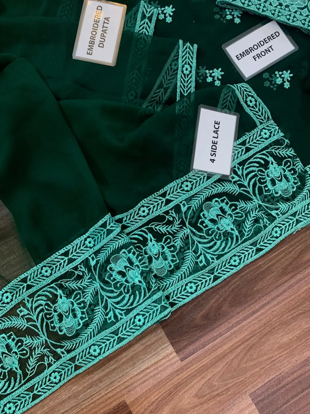 3 Pcs Women's Unstitched Sequins Embroidered Suit