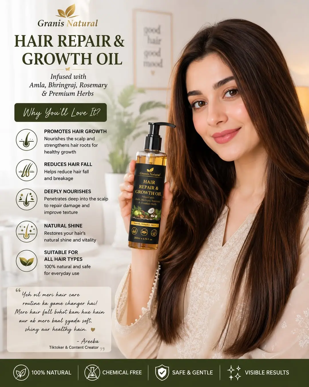 Hair Repair & Growth Oil 200ml infused with Zaffran