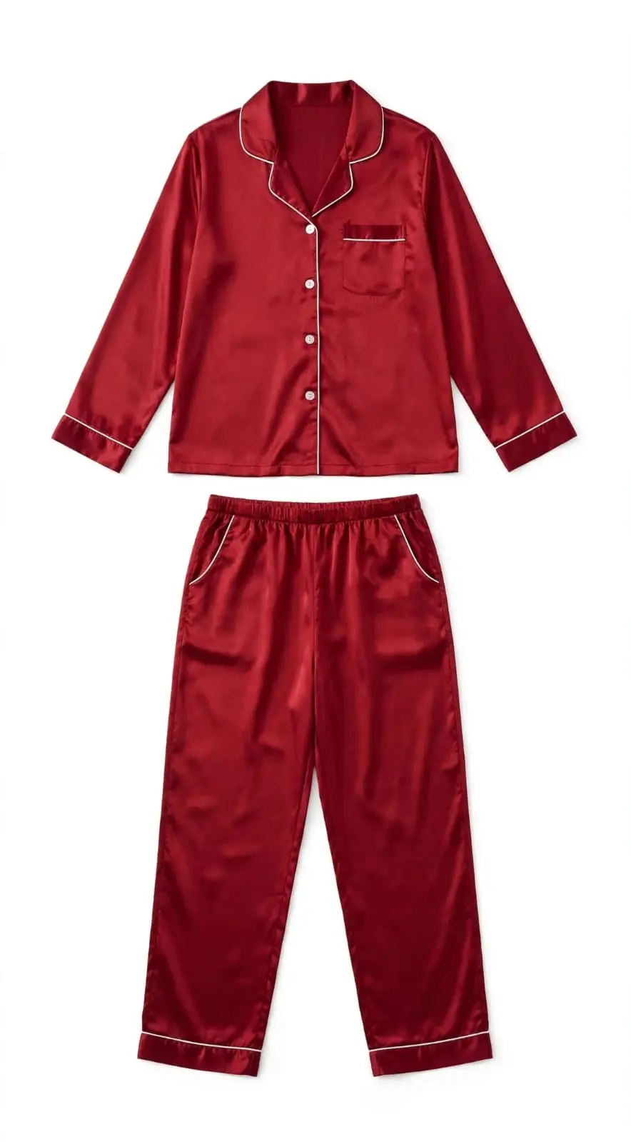 2 Pcs Women's Stitched Silk Plain Night Suit