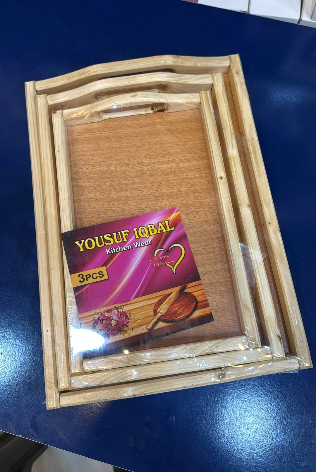 3 Pcs Premium Wooden Serving Tray Set