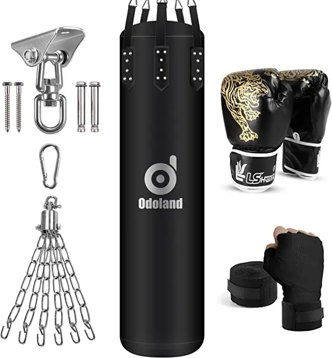 Premium Boxing Bag & Gloves with chain, hand band 4pcs set