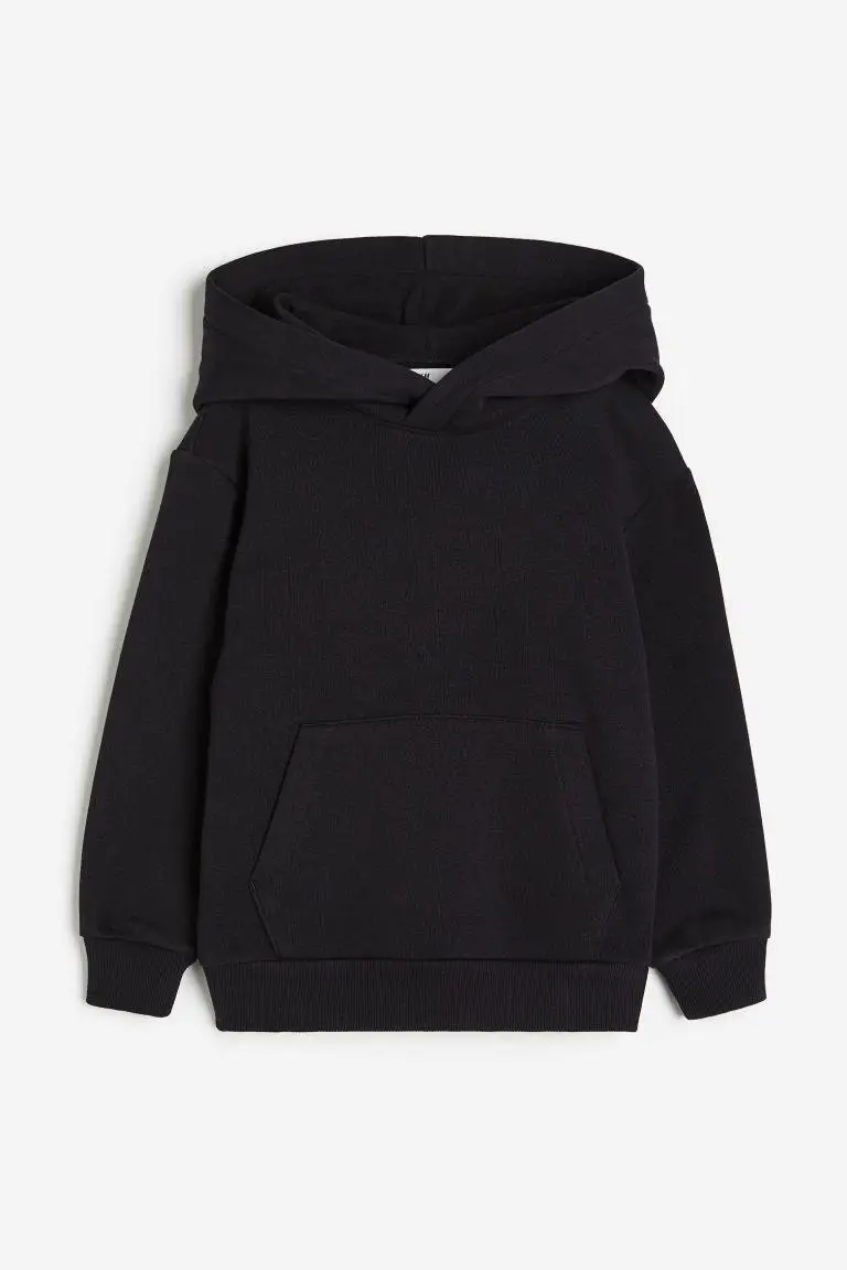 Kids Plain Black Hoodie with Kangaroo Pocket .Boys & Girls