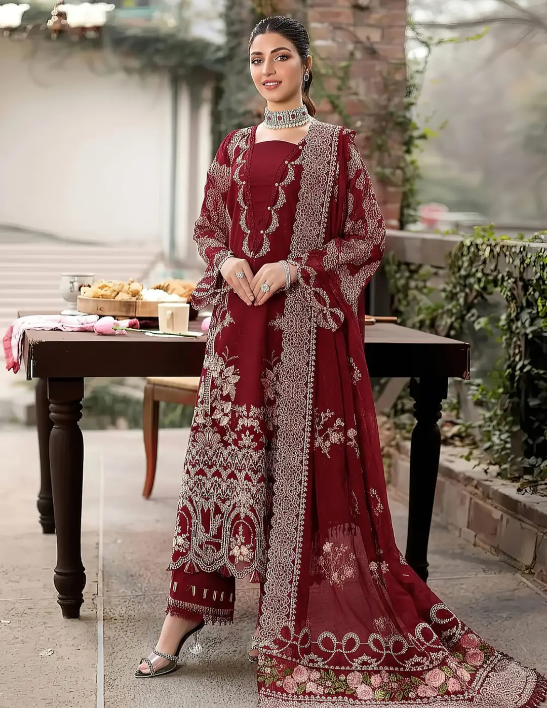 3 Pcs Women's Unstitched Embroidered Suit