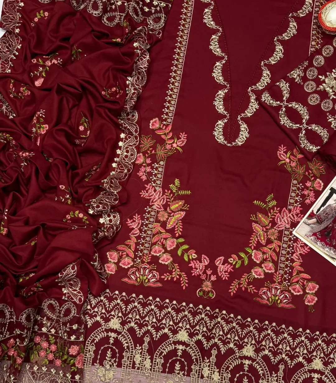 3 Pcs Women's Unstitched Embroidered Suit