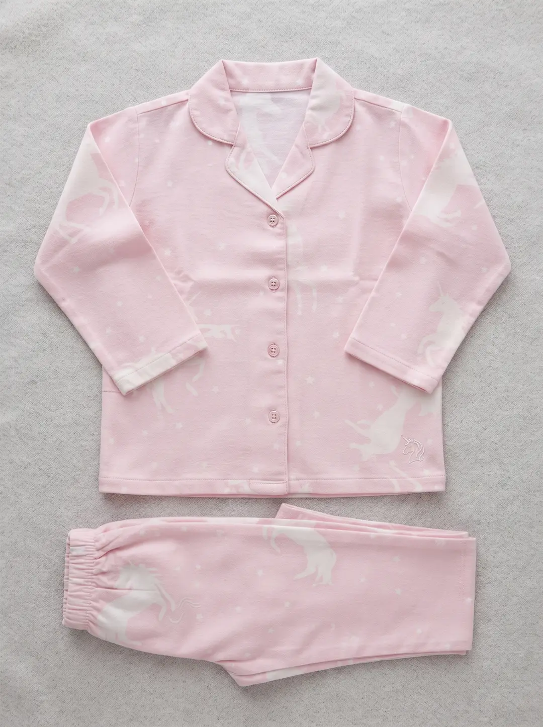 2 Pcs Girl's Stitched Cotton Textured Pajama And Shirt