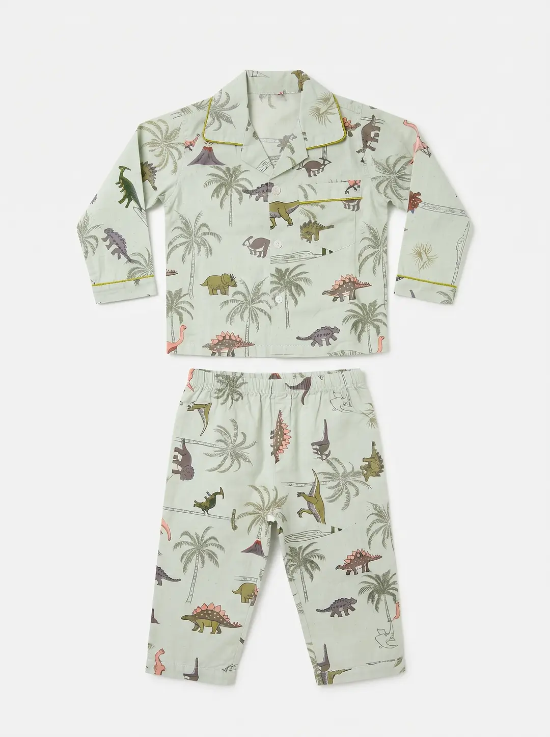 2 Pcs Girl's Stitched Cotton Textured Pajama And Shirt