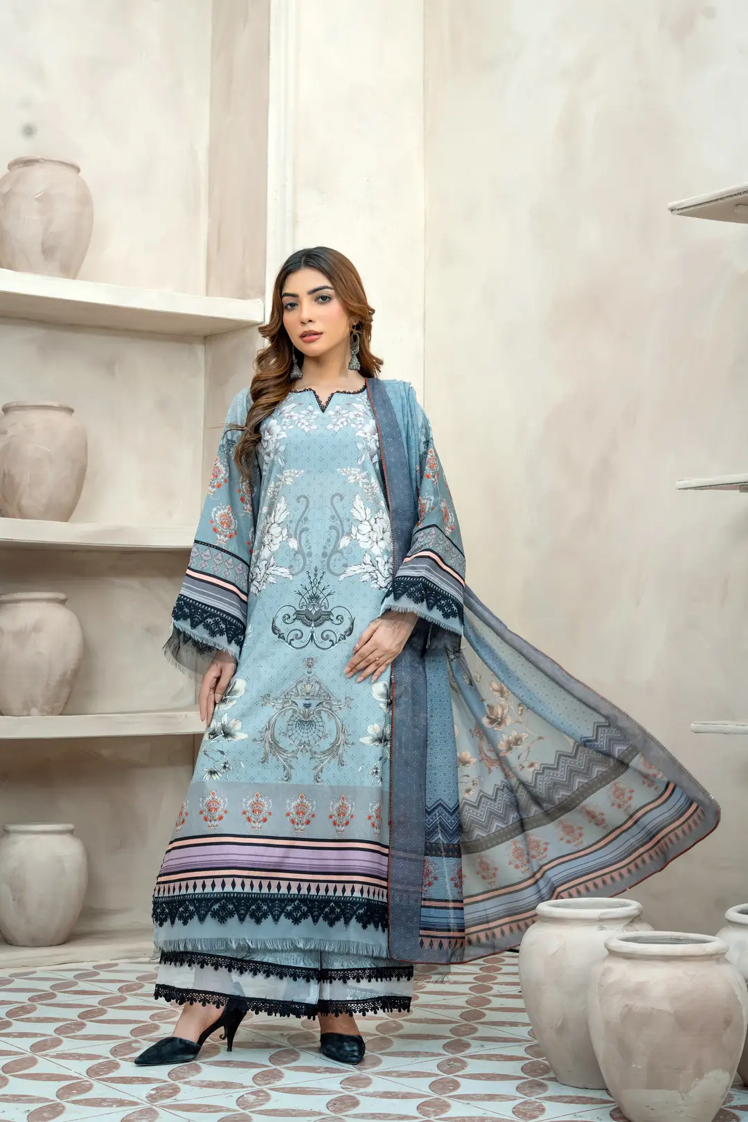 3 Pcs Women's Unstitched Printed Suit