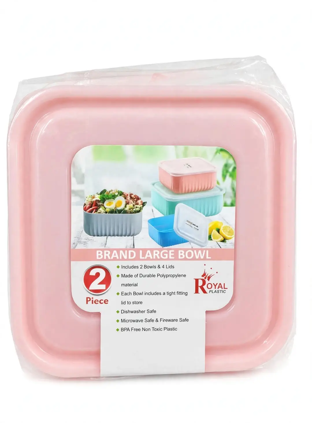 3 Pcs Large Food Storage Bowl Set - Royal Plastic