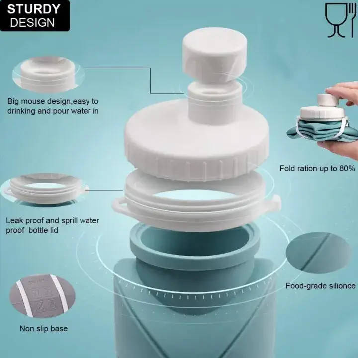 Silicone Foldable Water Bottle 600ml - Travel Water Bottle
