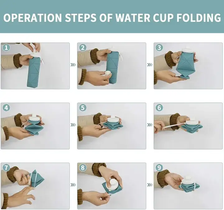Silicone Foldable Water Bottle 600ml - Travel Water Bottle