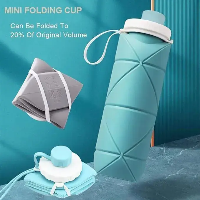 Silicone Foldable Water Bottle 600ml - Travel Water Bottle