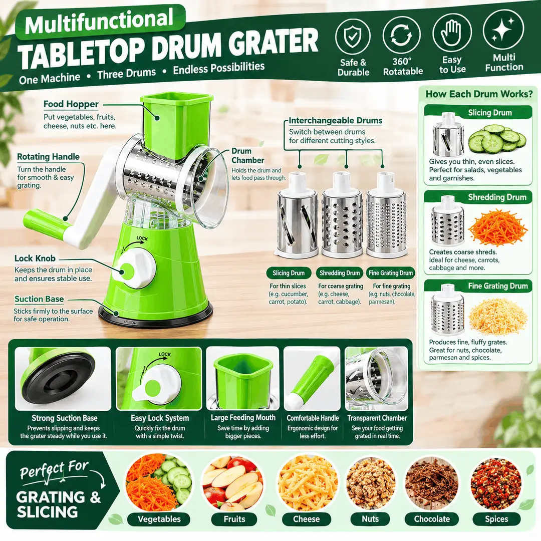 3 in 1 Manual Rotary Vegetable Cutter
