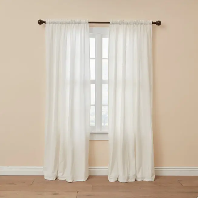 2 Pcs Polyester Plain Curtains 2