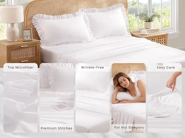 4 Pcs Crystal Cotton Plain Fitted Sheet