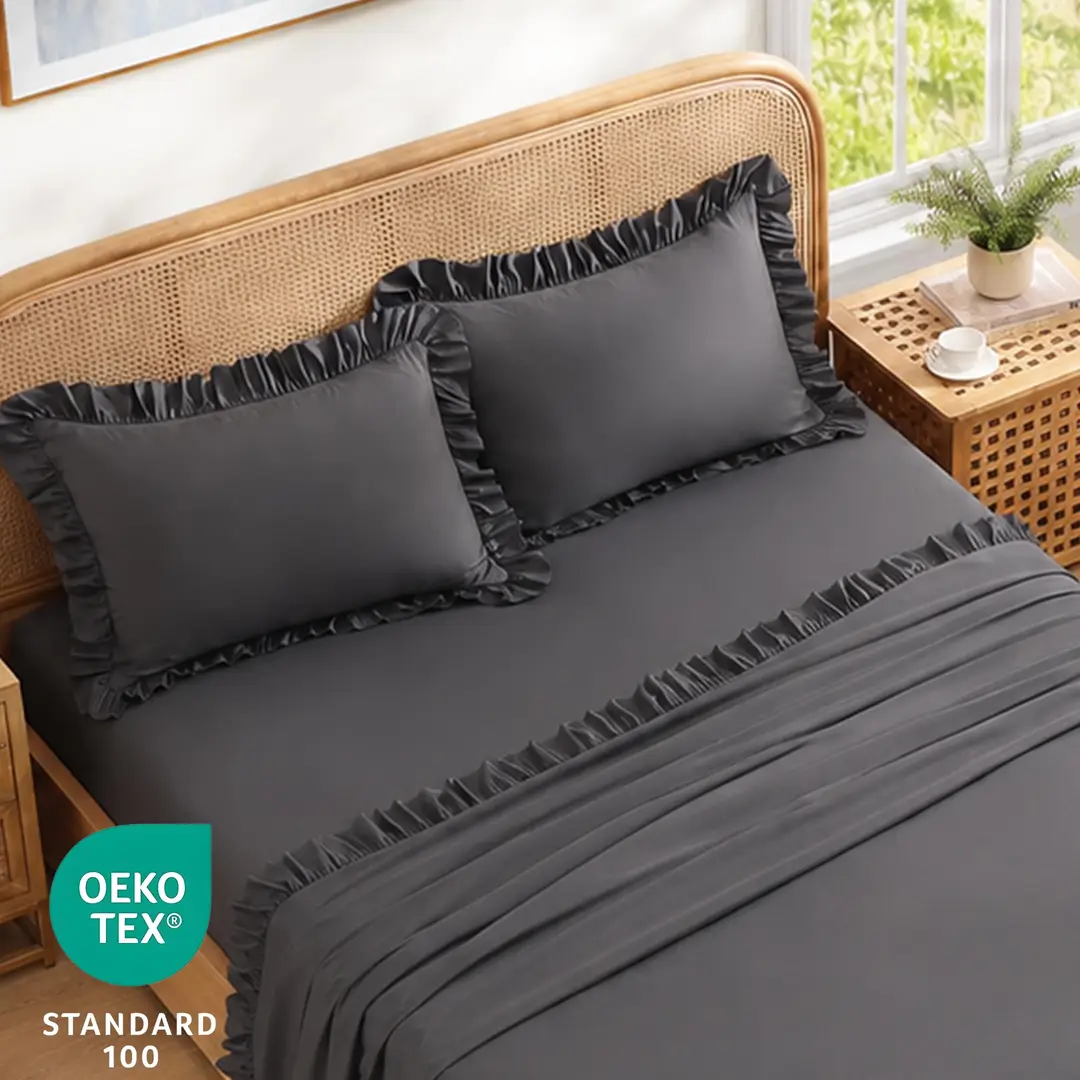 4 Pcs Crystal Cotton Plain Fitted Sheet