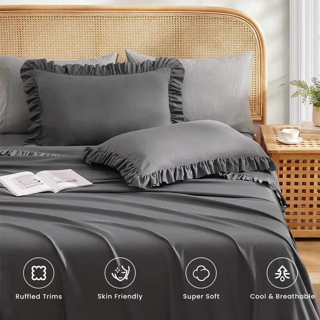 4 Pcs Crystal Cotton Plain Fitted Sheet