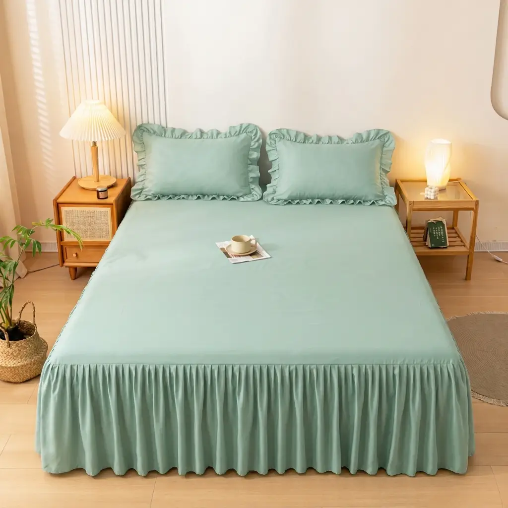 3 Pcs Crystal Cotton Plain Fitted Sheet