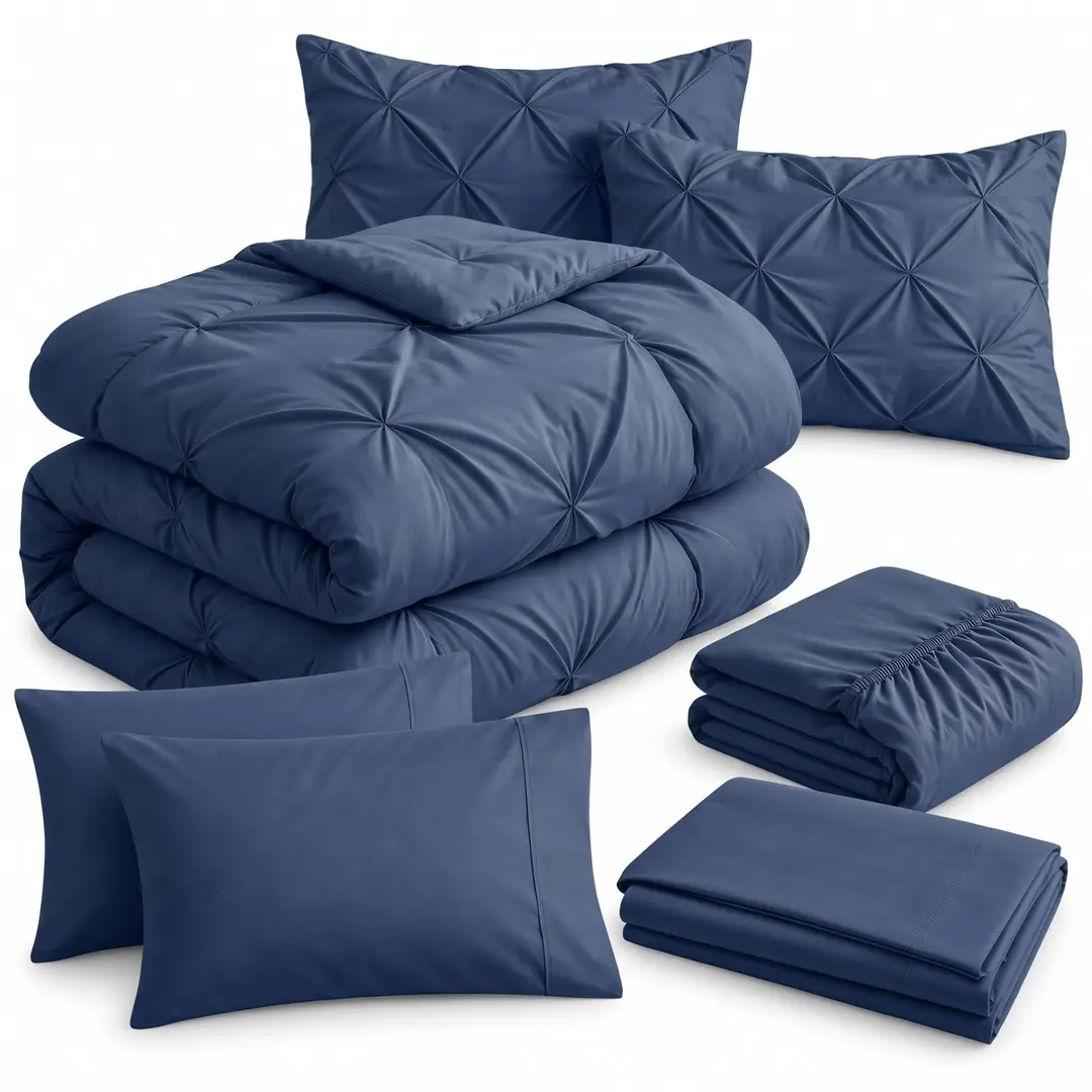 7 Pcs Crystal Cotton Embossed Comforter Set