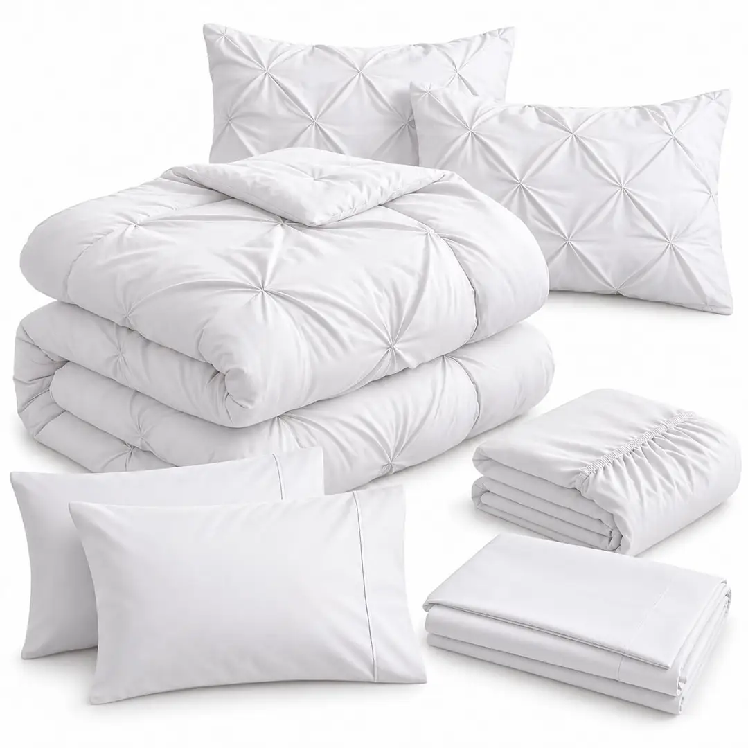 7 Pcs Crystal Cotton Embossed Comforter Set