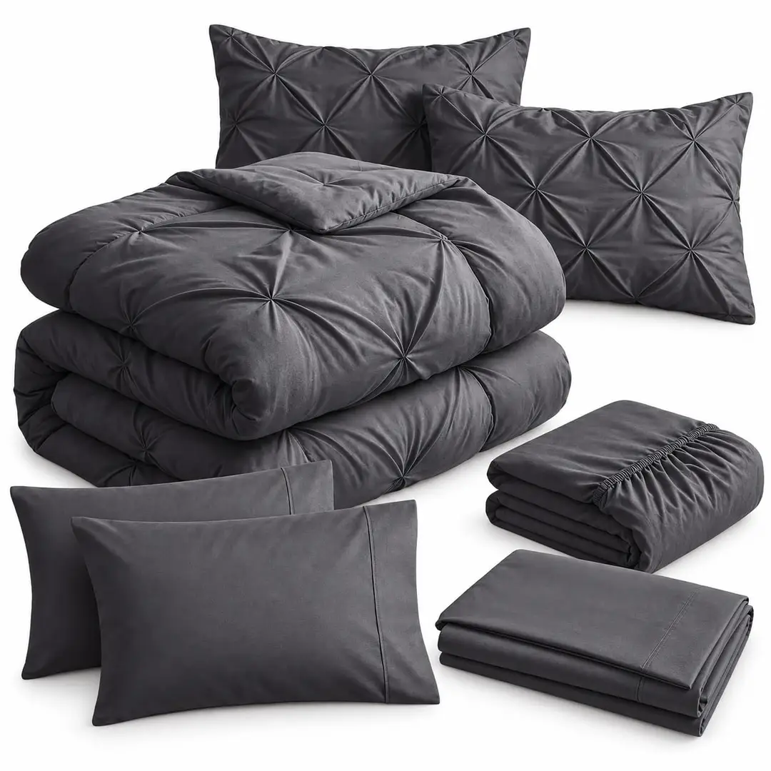 7 Pcs Crystal Cotton Embossed Comforter Set