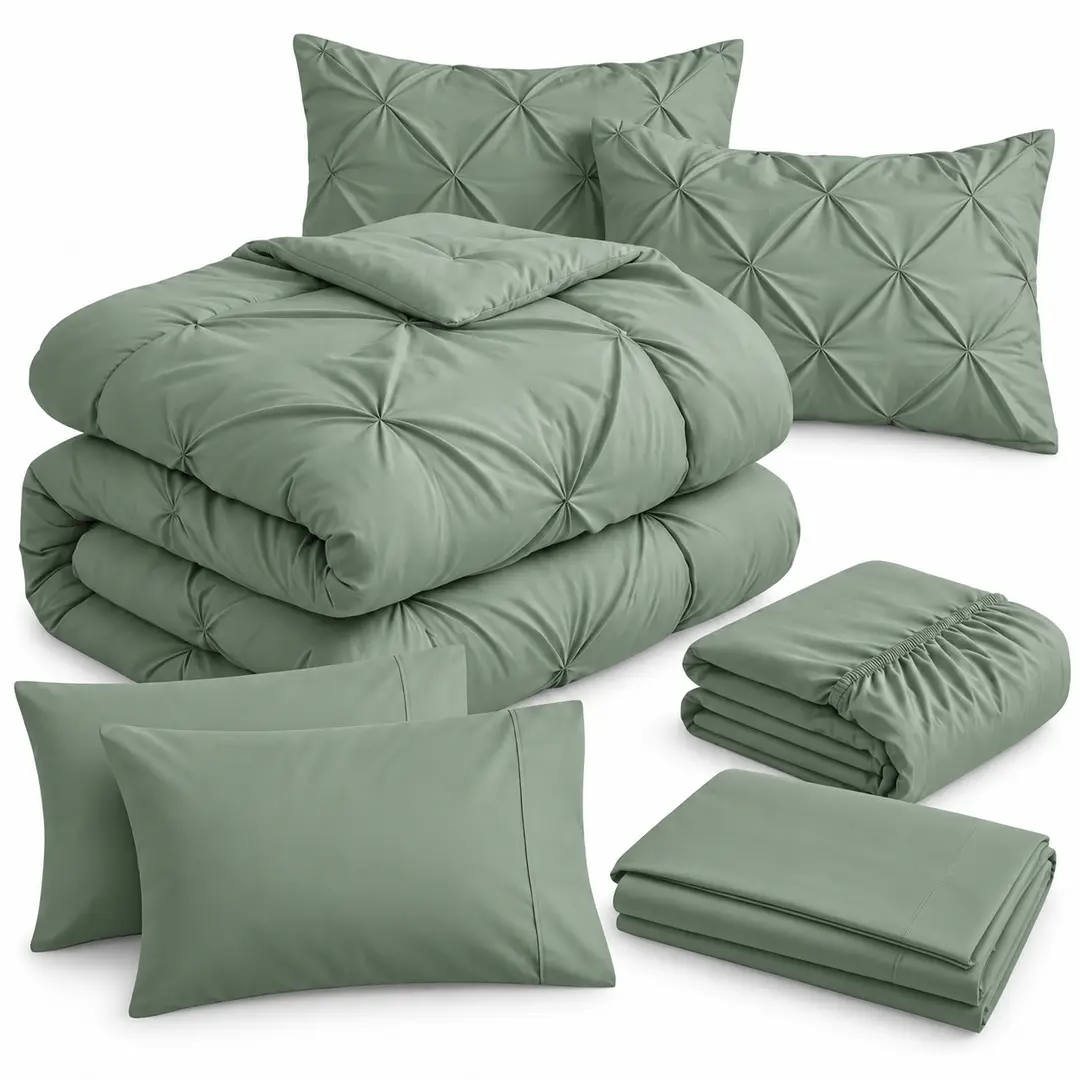 7 Pcs Crystal Cotton Embossed Comforter Set