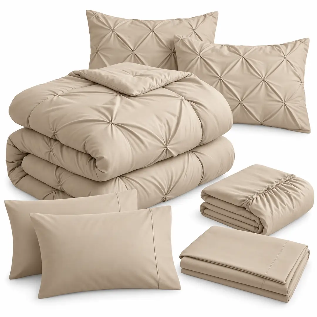 7 Pcs Crystal Cotton Embossed Comforter Set