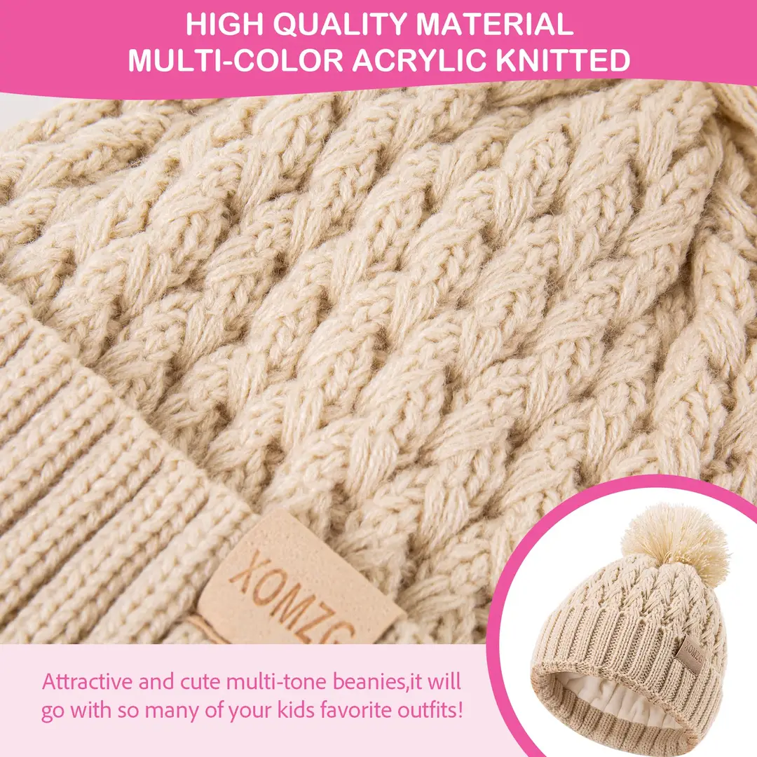 Baby Beanie Hats with 2-Pack,Warm Winter Hats