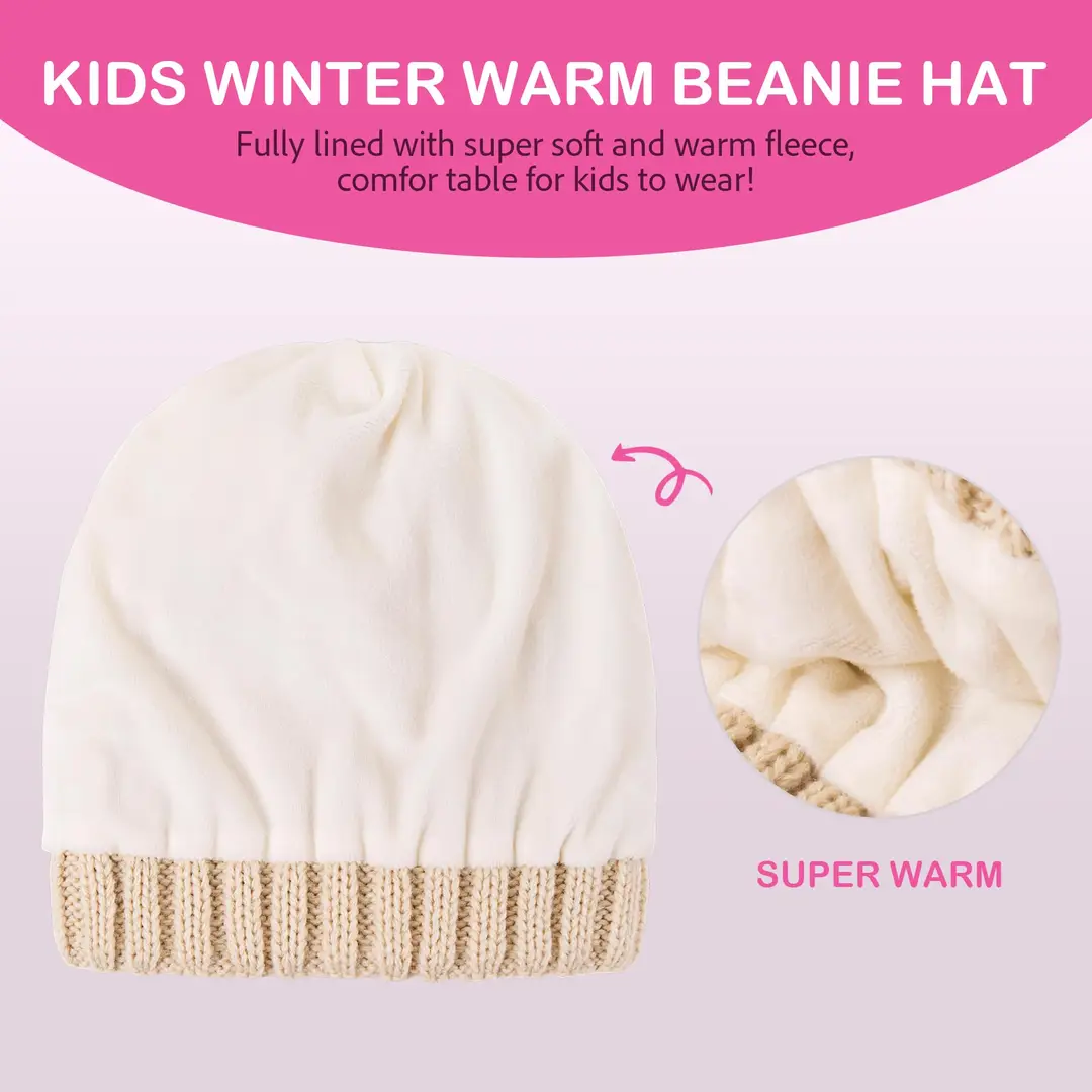 Baby Beanie Hats with 2-Pack,Warm Winter Hats
