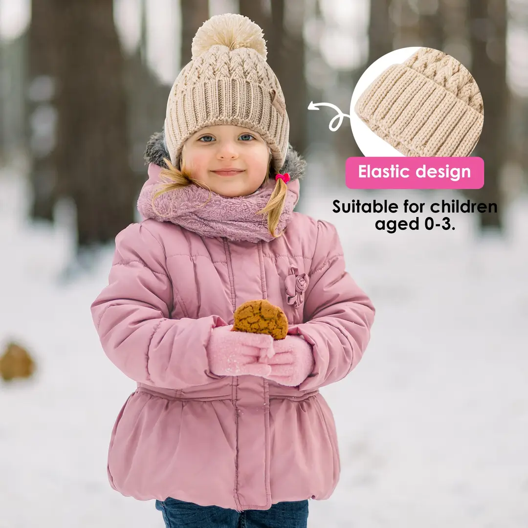 Baby Beanie Hats with 2-Pack,Warm Winter Hats