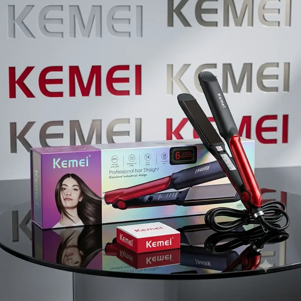 Kemei km-531 Hair Straightener for women - red
