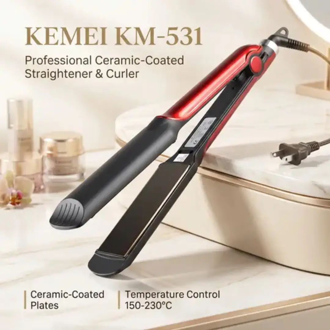 Kemei km-531 Hair Straightener for women - red