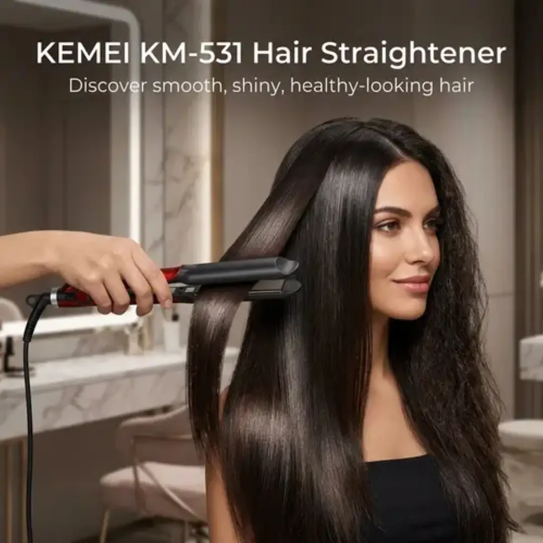 Kemei km-531 Hair Straightener for women - red