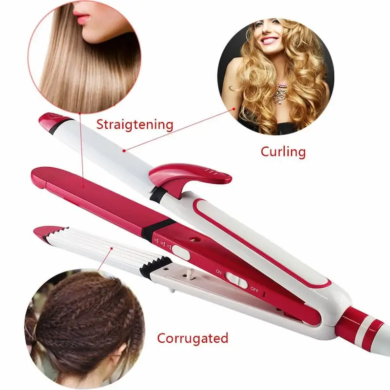 Kemei KM 1291 3 in 1 Hair Straightener Curler & Crimper