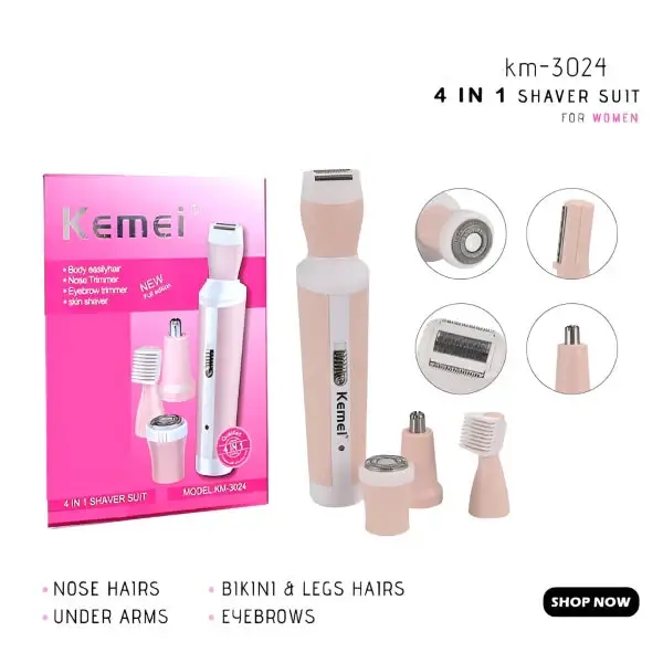 Kemei 4 in 1 Women’s rechargeable Hair Remover km-3024