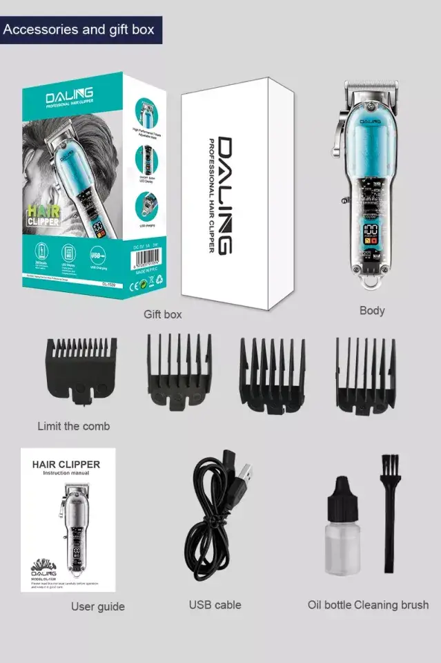 Transparent Daling DL-1539 Cordless Hair Clipper