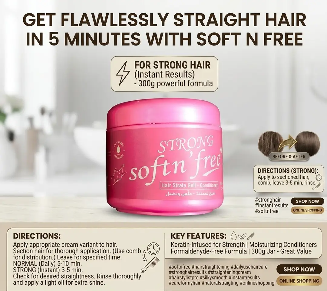 Soft n Free Green and Pink Hair Straightening Cream 300g
