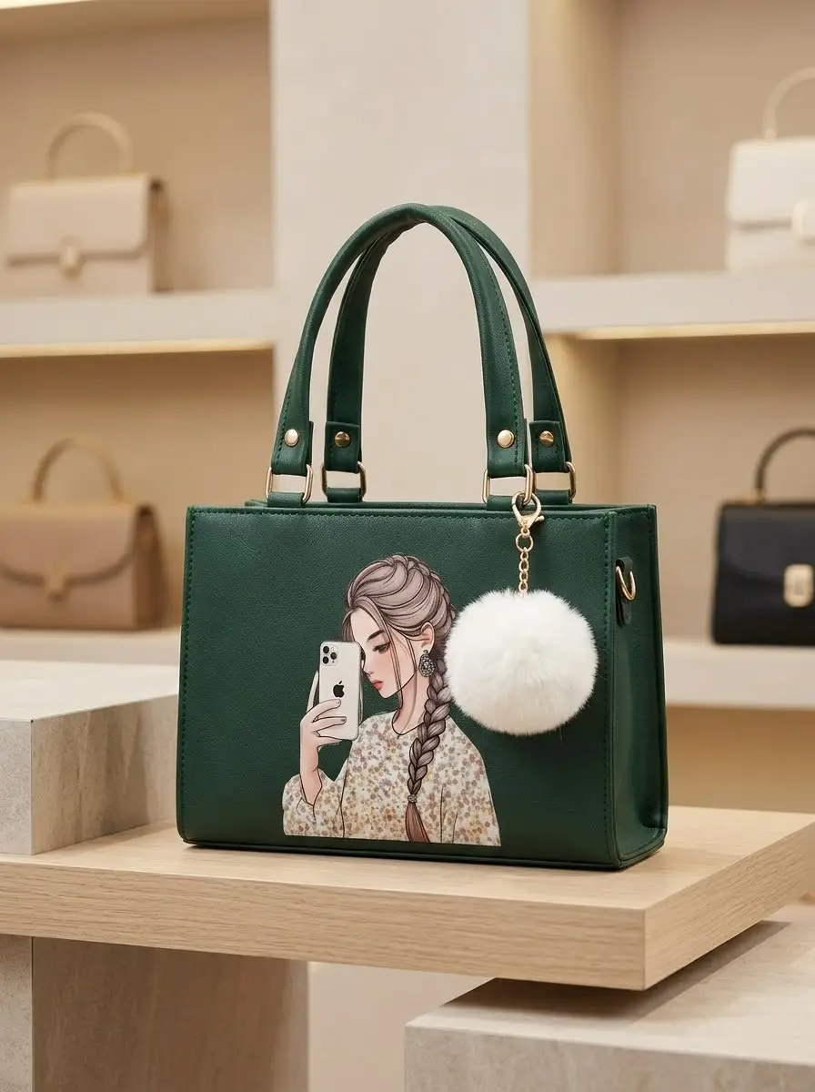 Girl's Leather Printed Shoulder Bag
