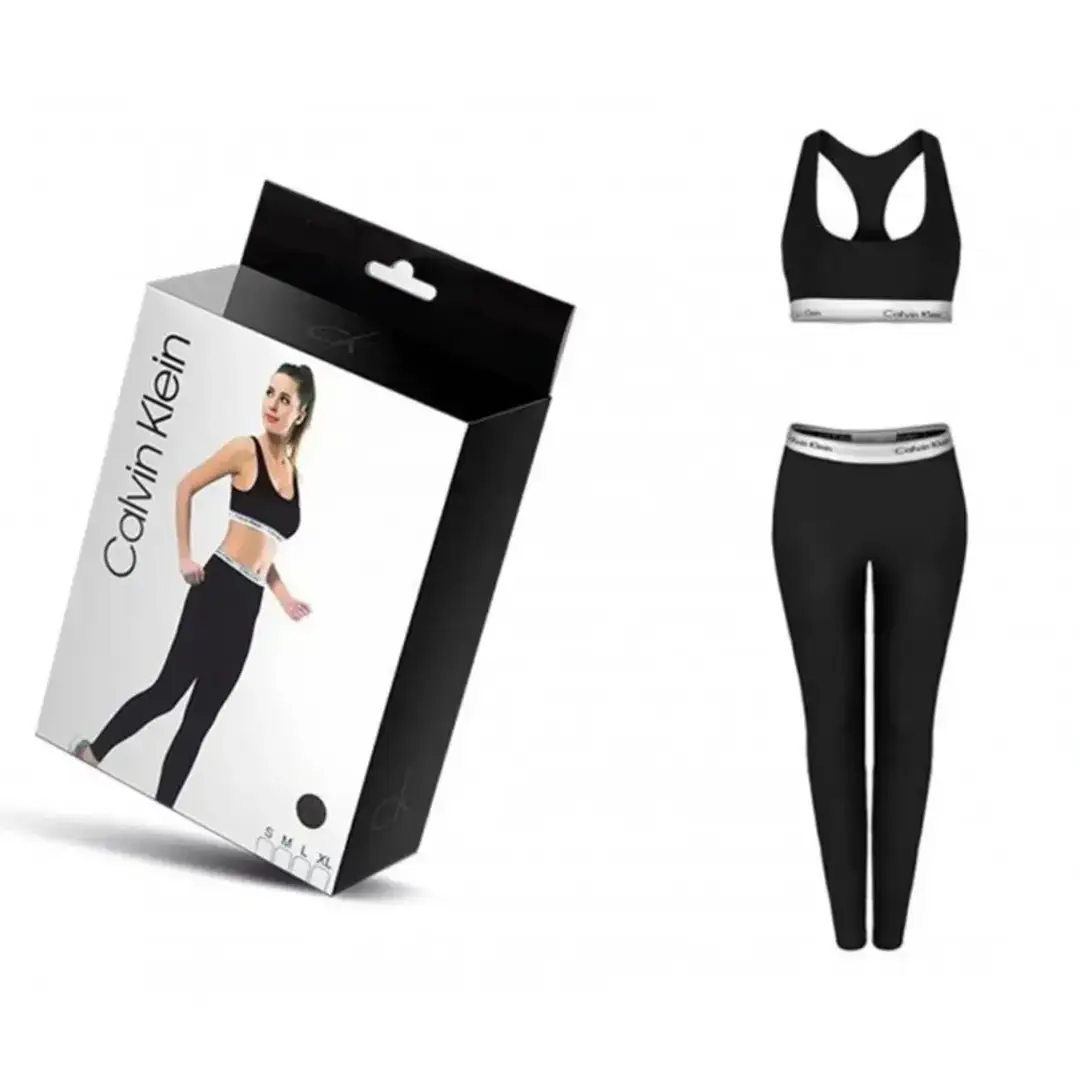 Calvin Klein Modern Cotton Black Leggings and Bralette Set