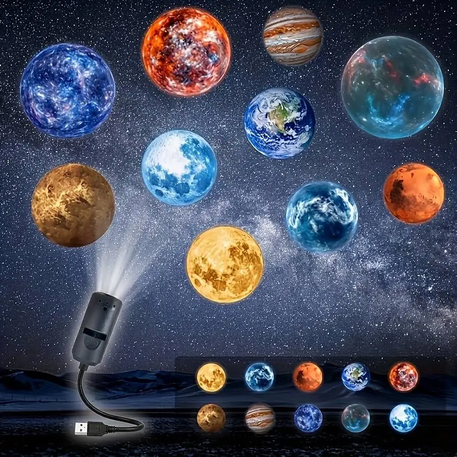 Moon & Planet Projector – USB LED Night Lamp