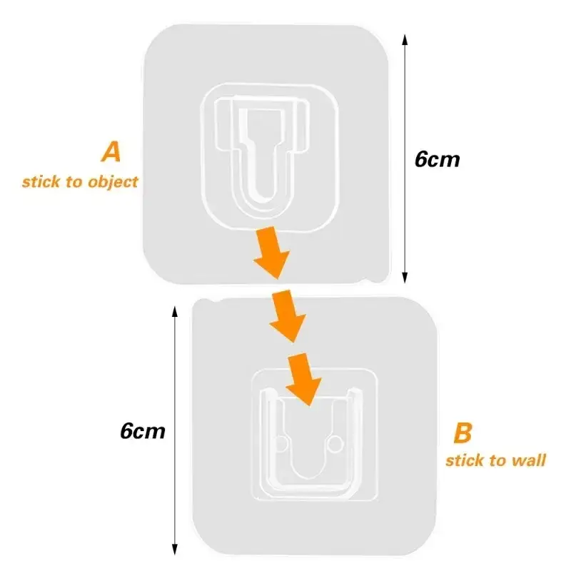 Pack of 10 Transparent Double-Sided Adhesive Wall Hooks